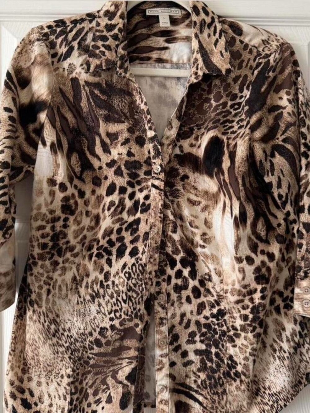 Animal Print Button Up Blouse From Dana Buchman Size Large